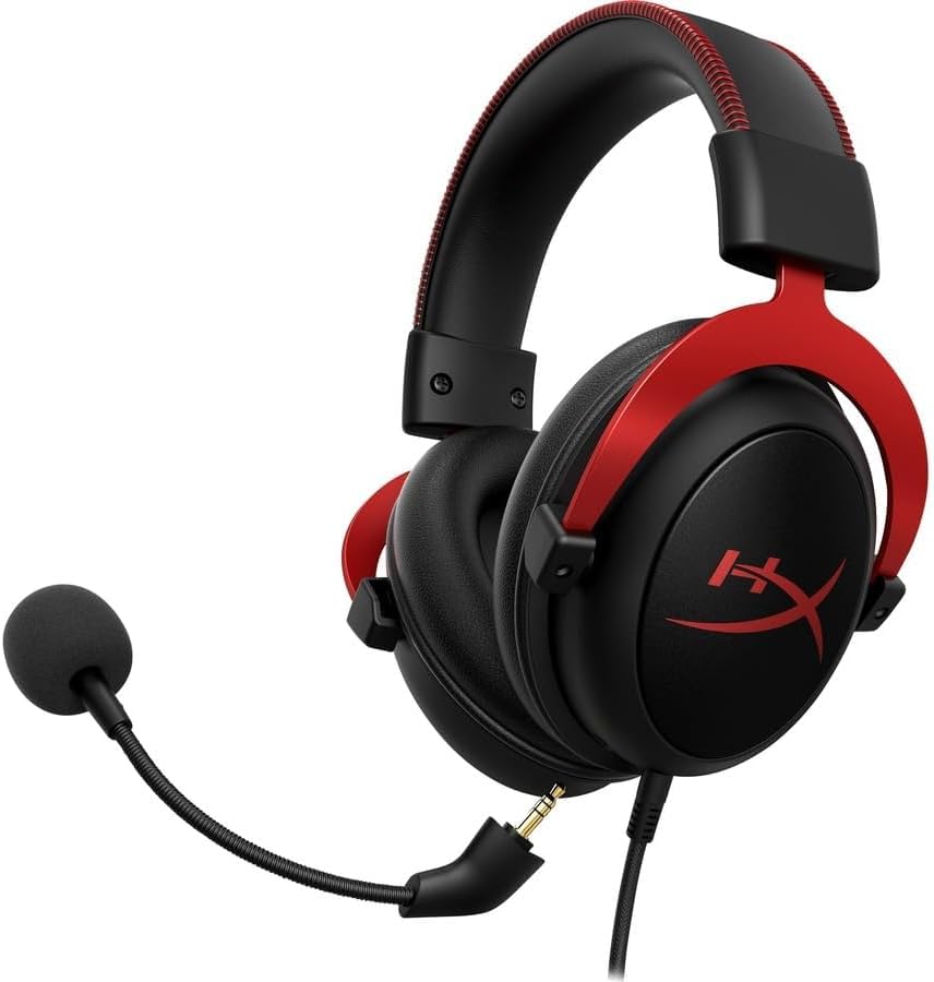 HyperX Cloud II - Gaming Headset, 7.1 Surround Sound, Memory Foam Ear Pads, Durable Aluminum Frame, Detachable Microphone, Works with PC, PS5, PS4, Xbox Series X|S, Xbox One – Red - Image 4