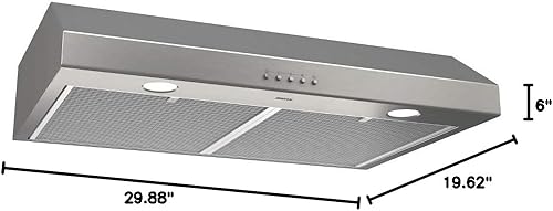 Miniatura 9 de Broan-NuTone BCSQ130SS - Campana extractora para debajo del gabinete de tres velocidades con luces LED compatible con ADA 15 sonidos soplador máximo