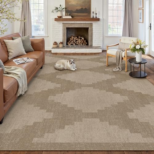 WondRg 8x10 Easy Jute Outdoor Patio Rug Washable Brown Neutral Large Area Rug for Living Room Lightweight Non Slip No Sheding Carpet Balcony Farmhouse Bedroom Backyard Dining Room Deck by WondRg - Image 3