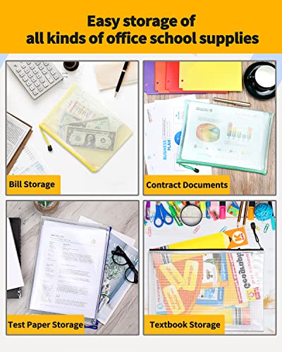 sunee mesh zipper pouch 46x92in 10 colors 30 packs mesh bags with zipper for school office supplies travel accessories waterproof zipper pouches for organizing