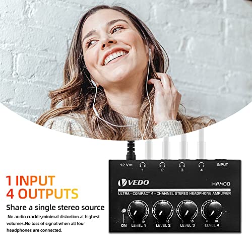 Amplificador para fone de ouvido Amplificador de áudio estéreo metálico de 4 canais,Mini divisor de