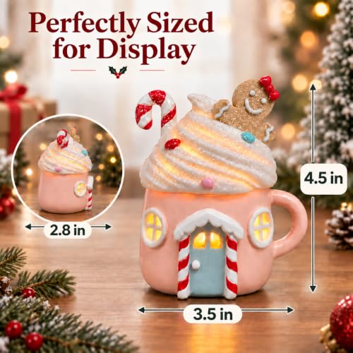 LFLKPY Lighted Gingerbread Cake House, Resin Christmas Tabletop Decor - image 3