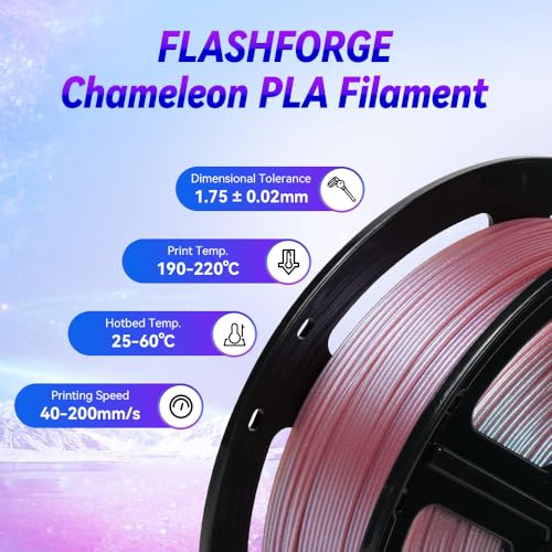 Image of FLASHFORGE 3D Printer Filament Chameleon PLA Color Shift Filament 1.75mm, Changes Color with Light and Angles, 1KG Spool (2.2lbs), Dimensional Accuracy + /- 0.02mm for FDM 3D Printers (Rose Quartz)