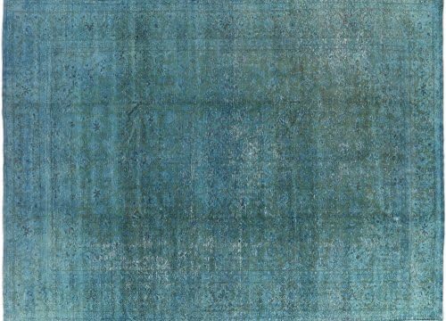 New Blue-Green Overdyed Tabriz 10'x14' Oriental Hand Knotted Wool Area Rug H7322