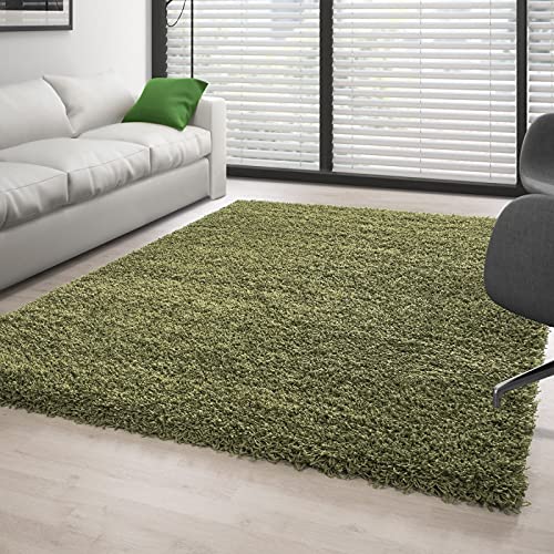 Tapis de salon à poils longs vert pour sol froid et bruyant