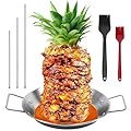 Al Pastor Skewer for Grill, Shawarma Skewer Stand, Stainless Steel Vertical Skewer, Brazilian Vertical Spit with 3 Removable Spikes(8”/10"/12”)& Brushes, for Tacos Al Pastor, Grill Smoker Oven BBQ