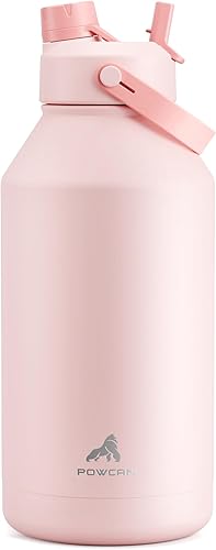 Miniatura 20 de POWCAN - Botella de agua térmica 2 en 1, sorbete y tapa con boquilla, antifugas, acero inoxidable sin BPA, apta portavasos automóvil, bebida fría 24