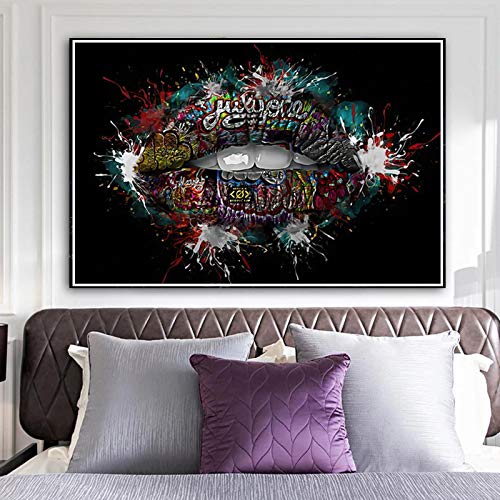 Tableau graffiti lèvre moderne pour créer un salon design et pop