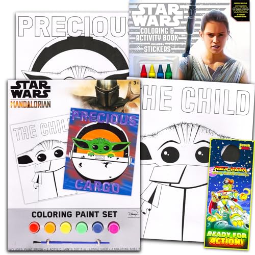 Disney Baby Yoda Paint Posters Set - Bundle con libro di attività di pittura di Star Wars con pagine da colorare, adesivi e altro ancora | Baby Yoda da colorare e attività per bambini piccoli