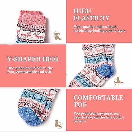 Image of ICEIVY Socks Women, Soft Knit Wool Winter Thick Warm Cabin Fuzzy Crew Women Socks 5 Pack