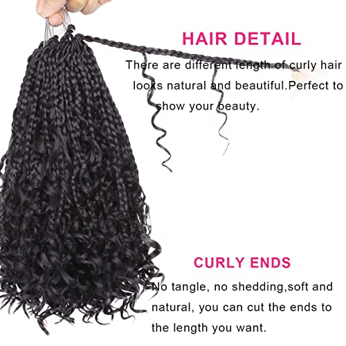 Unionbeauty 8 Packs 10 Inch Boho Box Braids Crochet Hair Goddess Box Braids Crochet Hair For Black Woman With Curly Ends Bohemian Hippie Crochet Braids Hair Synthetic Braiding Hair Extension For Kids #TOP3