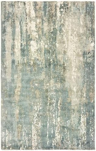 Oriental Weavers Formations Hand-Made Area Rug - 70002-6' x 9' - in Blue/Grey - Modern Style, Hand-Made Viscose Rugs, Dining, Living Room Rug