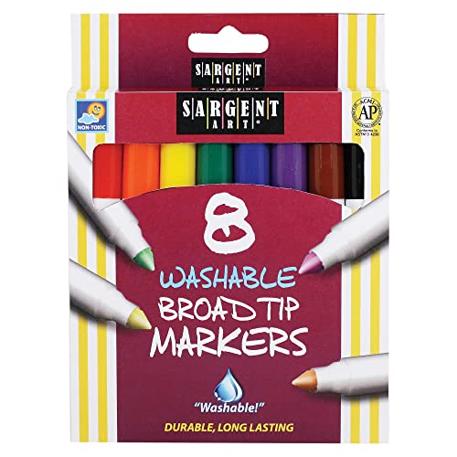 Sargent Art Washable Markers, Broad Tip, Assorted Colors, Box Of 8 #TOP23