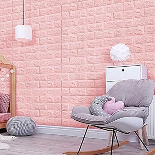 Image of KASHIVAL Self-Adhesive Waterproof PE Foam 3D Wall Panels Wallpaper Sticker for Bathroom, Living Room, Hotel and Home Decoration (70 x 70cm, Appx. 5.3Sq Feet) (JD Pink Brick)