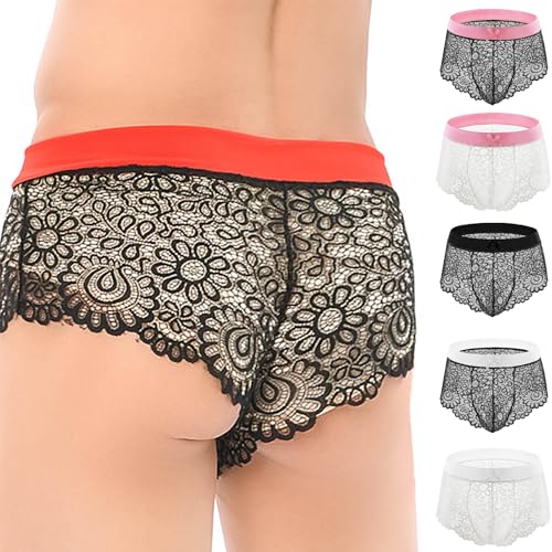 Cambkatl Men's Sissy Lace Panties Sexy Pouch Underwear Thongs Briefs Lingerie G-String Bikini Bottom2