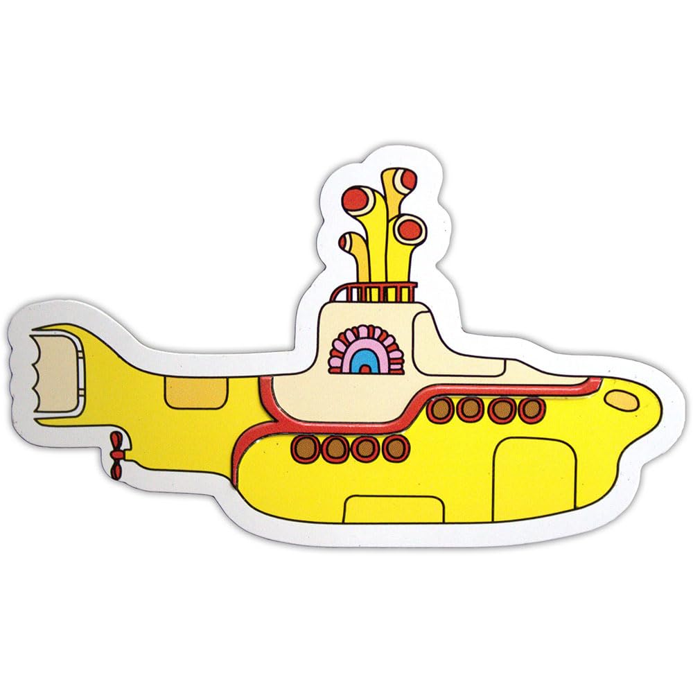 Rock Off Officially Licensed Products Yellow The Beatles Submarine Embossed Fridge Magnet One Size