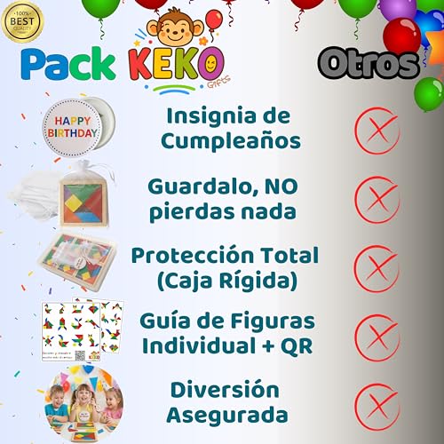 Miniatura 5 de Keko Pack 30 Tangram Infantil, 30 Bolsa, 1 Chapa Cumpleañera, 30 Guías Figuras, Regalos Cumpleaños Niños Colegio, Detalles Cumpleaños Niños, Regalitos Para Invitados Infantiles, Detalles Para Regalar