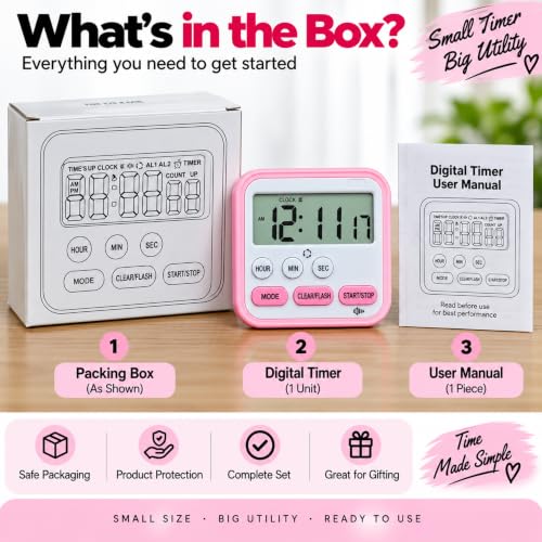 Generic Pink Stopwatch Timer with Large LCD Display - Image 8