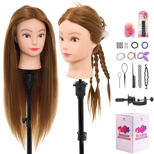 Image of Mannequin Head with 80% Human Hair 26-28 inch Doll Head for Hairdresser