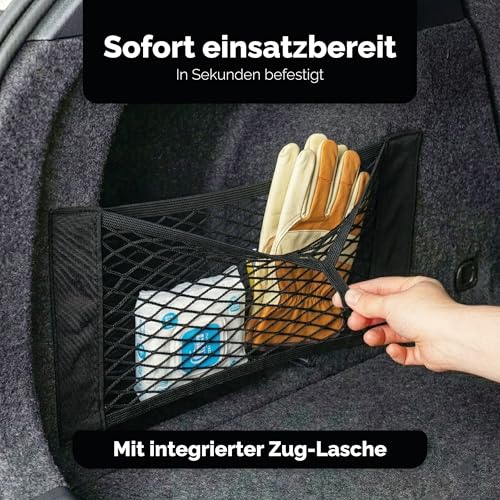 Vicera Kofferraum Netztasche Auto mit Klett • Kofferraumnetz zum Aufbewahren & Verstauen • Kofferraum Netztasche Klett 40x25 cm 2er Set • Aufbewahrungsnetz Auto