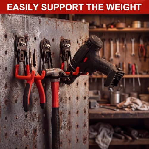 Image of Landhoow 6 Pcs Large Magnetic Hooks Heavy Duty Garage Magnet Hooks Strong Storage Utility Magnetic Hangers with Anti Slip Rubber Coating for Indoor and Outdoor Hanging (Black,Orange)