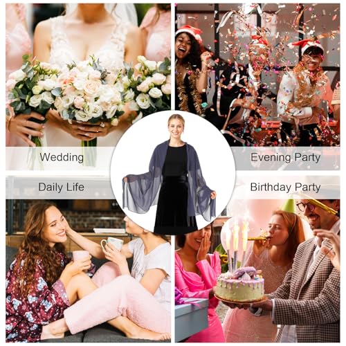 Navy Blue Shawl,Chiffon Shawl,Shawls and Wraps for Evening Dresses,Shawls for Wedding,Bridal Dress,Occasion Dresses4