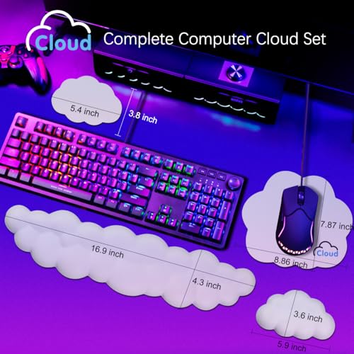 Image of 4 in 1 Ergonomic Leather Cloud Wrist Rest Keyboard and Mouse Pad & Coaster