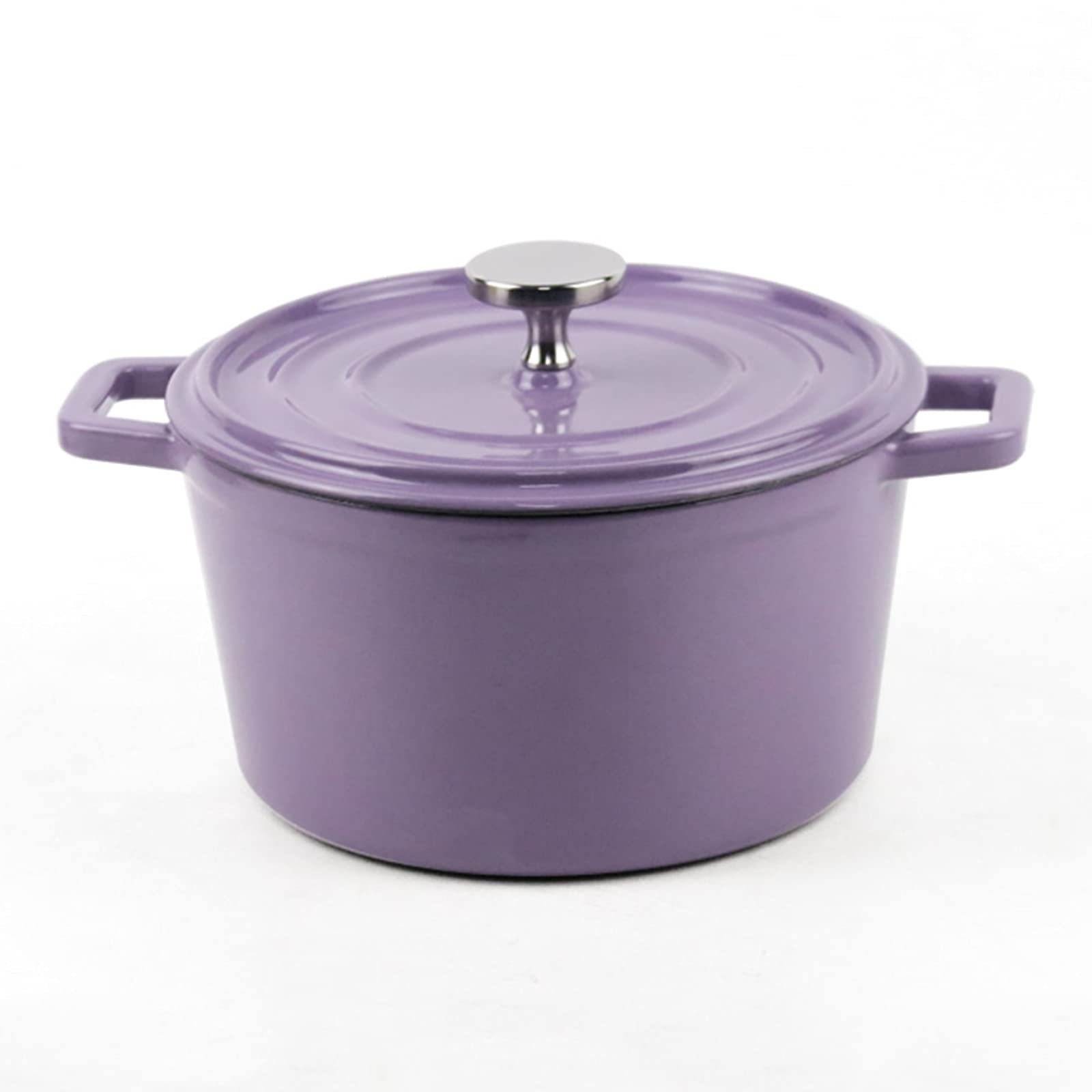 Ghisa Smaltata con Coperchio 2,54 L Casseruola Sicuro Forno Antiaderente Pentola Pentola per Brasare al Vapore Cuocere alla Griglia Soffriggere Arrosto Sobbollire, Viola (Viola)