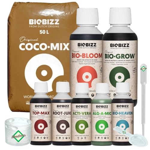 Weedness BioBizz Coco Mix 50 Liter + Dünger Set Big - Kokoserde gepresst Blumenerde Substrat Kokos Anzuchterde Grow