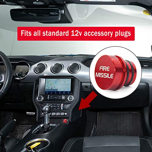 Cigarette Lighter Plug Cover Billet Aluminum Cigarette lighter plug, Fits All Vehicles with Standard 12 Volt Power Source Cigarette Lighter Plug (FIRE MISSILE)