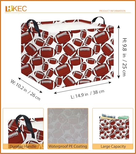 Image of Rectangle Storage Basket with Handles,Collapsible Storage Bin,Books Box,Gift Basket(Big Rugby)