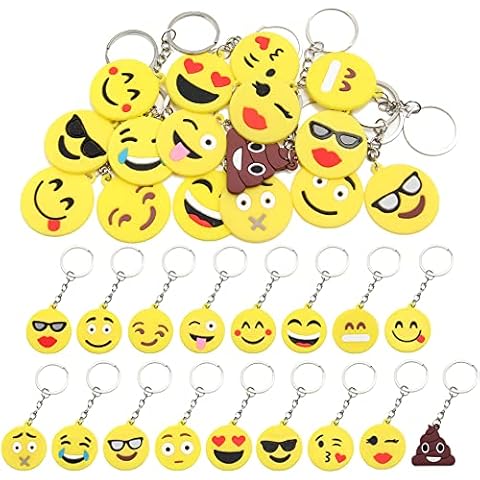 YouMen 34 Pcs Emoji Keychain Cute Emoji Emoticon Key Rings Chain Emoji Keyrings for Kids, Kids Party Favors Supplies, Bag Decorations,Classroom Rewards and Party Favor Cover