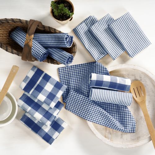Image of LANE LINEN 100% Cotton Kitchen Dish Cloths, Ultra Soft Absorbent Quick Drying Dish Towels, Multiweave Wash Cloths Dish Towel Sets, 12x12 Inches, 12 Pack - Navy