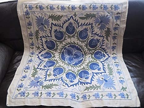 Amazon ウズベキスタン スザニ Suzani ハンドメイド マルチカバー 刺繍布 36 ソファカバー マルチカバー オンライン通販