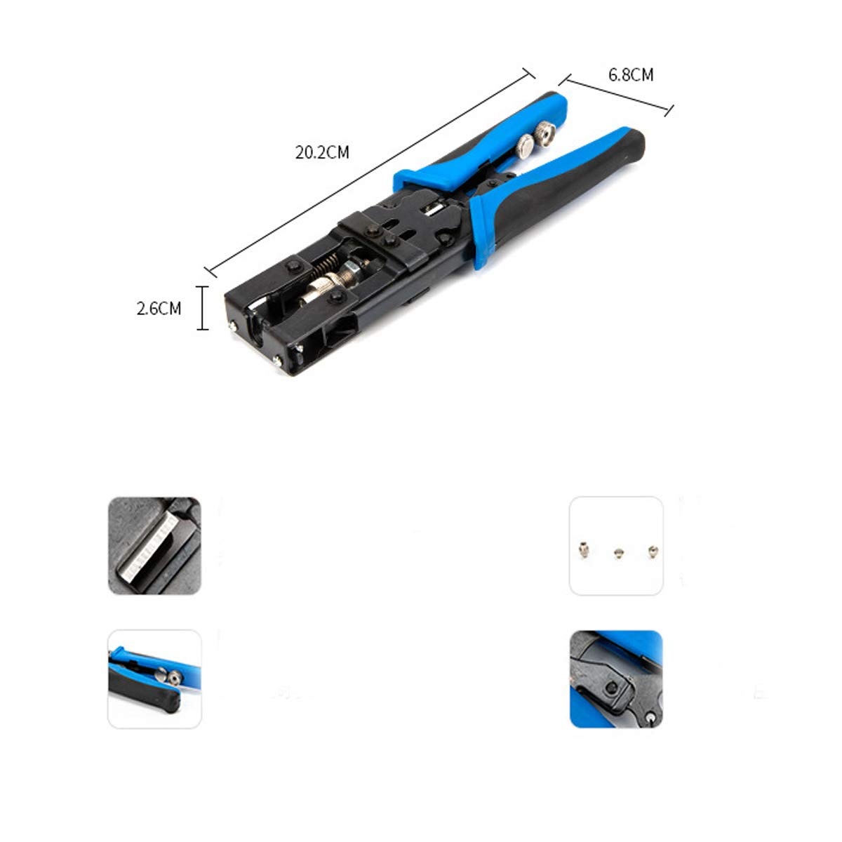 Pinza crimpatrice a cricchetto da 225 mm per RG59, 58, 6 (3C, 4C, 5C) / F, BNC, RCA.