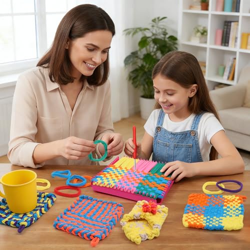 Image of DDAI Weaving Loom Kit for Kids, DIY Potholder Craft Kit Ages 6+