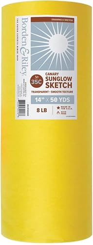 Borden & Riley #35CR145000 - Rollo de papel para bocetos en miniatura, 14 pulgadas x 50 yardas, 8 libras, amarillo canario, 1 rollo cada uno