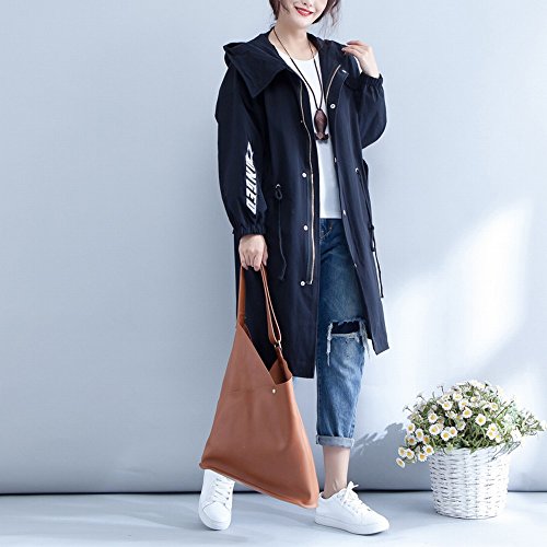 Coupe-vent automne hiver grande taille femmes cordon serrage brodé