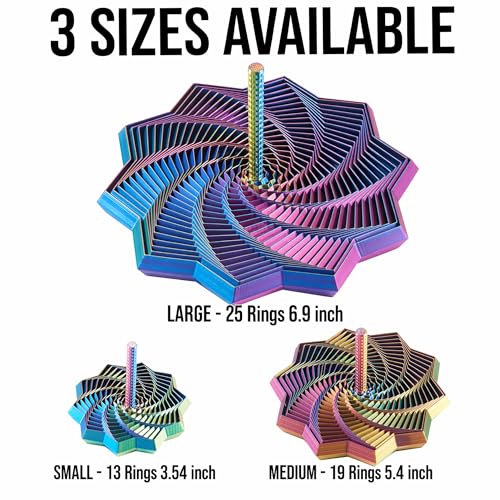 Image of 3D Printed Expanded Sensory Star with Handle, Custom Dual /Tri /Quad-Color Printing,Dual Motion Hypnotic Spiral for ADHD Focus & Stress Relief,Office Desktop Fidget Toy (Red-Yellow-Blue, L-25 Rings)
