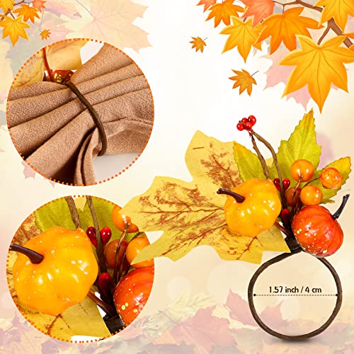 8 Pieces Fall Themed Napkin Rings Thanksgiving Napkin Ring Holder Berry Napkin Ring Harvest Maple Fruit Pumpkin Napkin Ring For Fall Gathering Thanksgiving Dinner Table Decoration (Classic Style) #TOP4