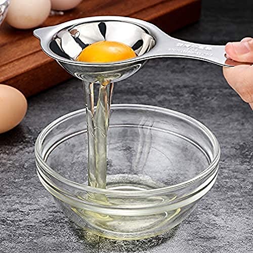 Image of YANCI Egg Separator and Egg Whisk Set, Food Grade 304 Stainless Steel Egg Yolk Separator, Egg White Separator and Whisk, Suitable for Kitchen Cooking, Baking, Blending, Stirring, Silver