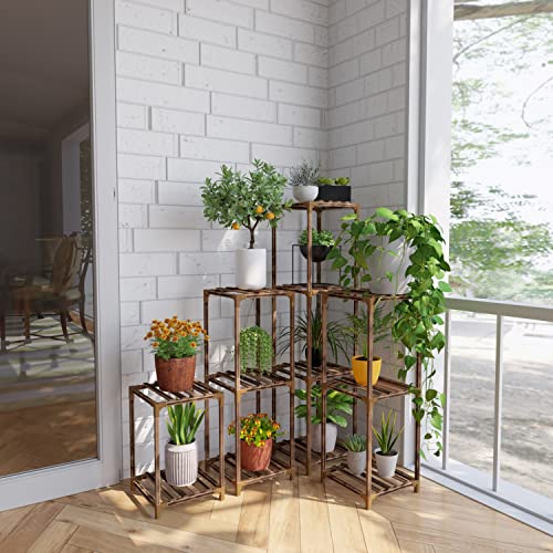 4 Pack Plant Stands Indoor, 18"/33"/33"/48" Flexible Combination Outdoor Wood Plant Stands For Multiple Plants, Plant Shelf Ladder Table Plant Pot Stand For Living Room, Patio, Balcony, Plant Gardening Gift #TOP1