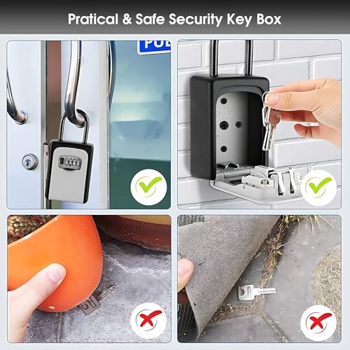 Caja de seguridad de llaves exterior para evitar pérdidas con bloqueo de combinación mural 5