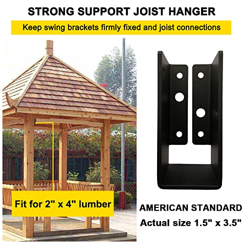 2X4 Concealed Joist Hanger (Actual Size 1.5X3.5")Outdoor Concealed-Flange Light Joist Brackets, Concealed Face Mount Joist Hanger Fit Standard 2X4 Beam Wood Fence,Powder-Coated(4 Pcs) #TOP3