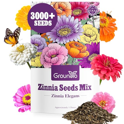 Groundio Zinnia Seeds Mix, 1 Oz, Over 3,000 Flowers...