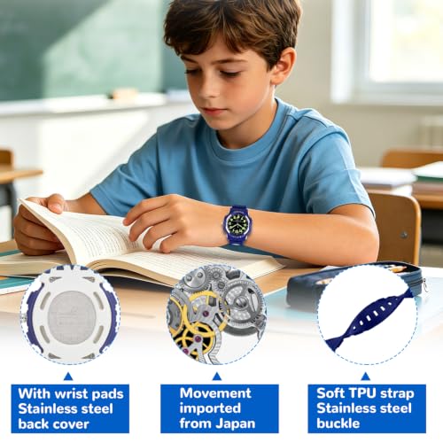 Image of CKV Kids Watch Analog Waterproof Time Teaching for Boys Girls | Acuurate Time Easy to Read with Soft TPU Band Thoughtful Present for Children age 5-15