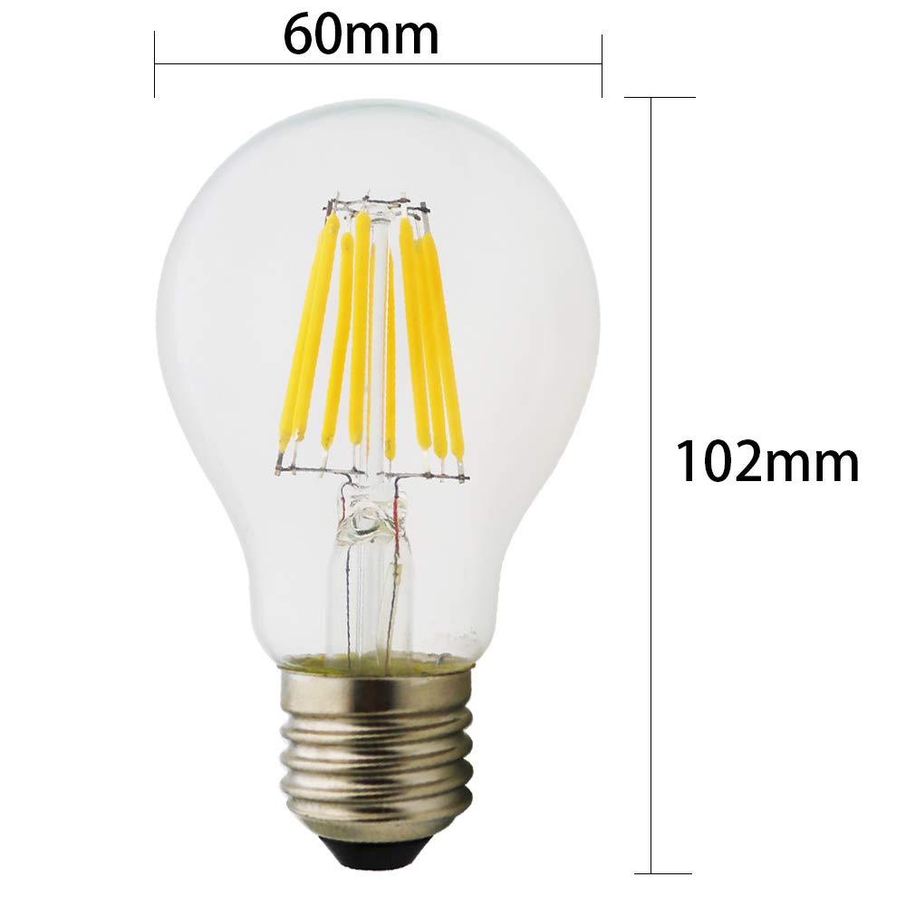 A60 A19 Vintage E26 E27 Medium Base Retro Edison LED Filament Light Globe Bulb 8W Warm White 2700k — view 4