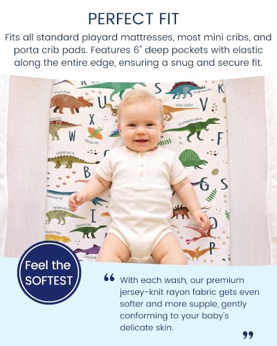 Image of Pack and Play Sheets, Buttery Soft Graco Pack n Play Sheets Fitted for Boys and Girls - Stretchy Microfiber Mini Crib Sheets 2-Pack