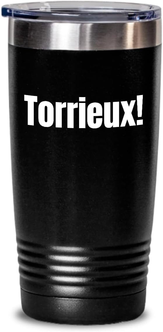 Torrieux Tumbler Quebec Swear In French Expression Funny Gift Idea For Novelty Gag Coffee Tea Insulated Cup With Lid Black 20 Oz