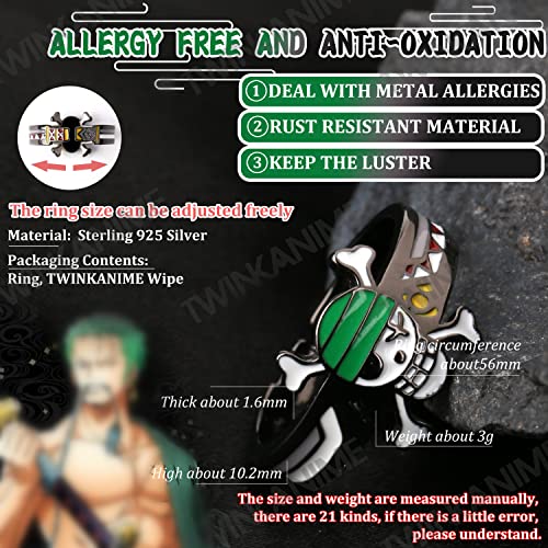 Twinkanime One Ring Piece Fashion Anime Style All 9" Sterling 925 Silver Quality High Durability Ring #TOP1